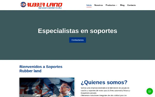 Captura de la web de Soportes de Motor y Piezas de Caucho - Soportes Rubber Land