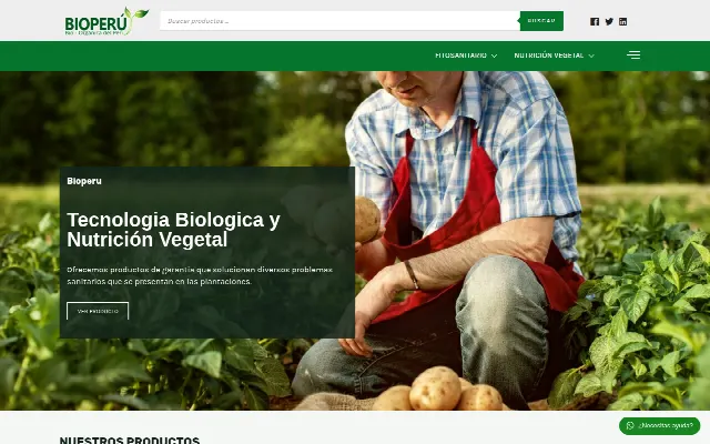 Captura de la web de BIOPERU – TECNOLOGÍA AGRÍCOLA