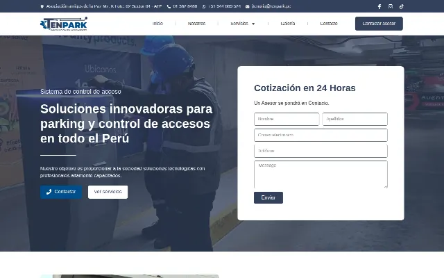 Captura de la web de Tenpark
