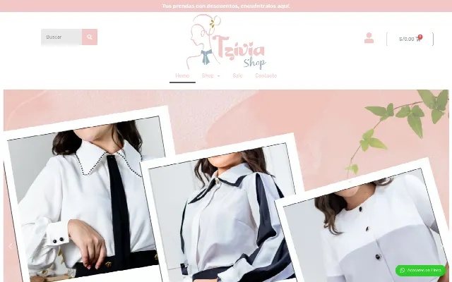 Captura de la web de Tzivia Shop – Tienda Virtual