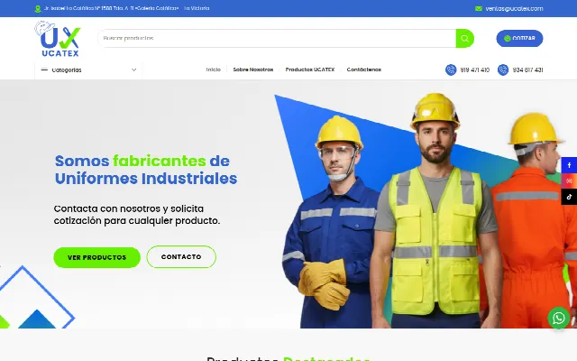 Captura de la web de UCATEX – Uniformes de Calidad Textil
