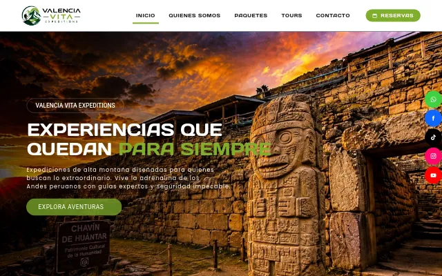 Captura de la web de Agencia de turismo en Huaraz | Tours y Trekking Cordillera Blanca