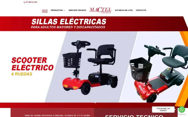 Captura de la web de Sillas electricas para Adultos Mayores y Discapacitados |