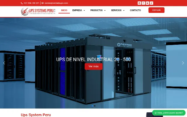 Captura de la web de ups system peru