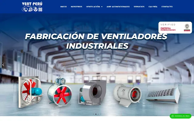 Captura de la web de Ventilación Perú – Ventas de Ventiladores