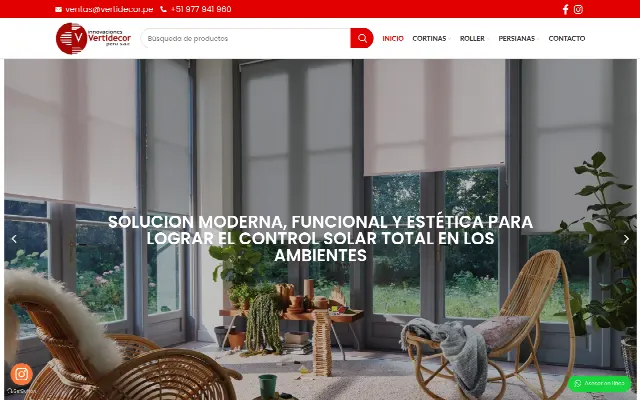 Captura de la web de Innovaciones Vertidecor – Cortinas Roller y Persianas