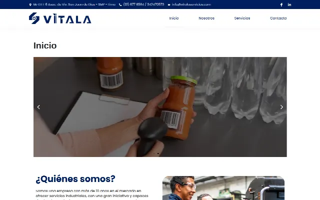 Captura de la web de Vitala servicios