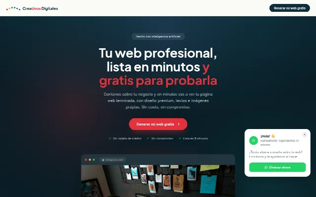 Captura de la web de Crea tu página web gratis con IA | Web IA Gratis